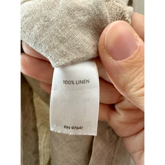 J.JILL | Love Linen Beige Lagenlook Minimalist Asymmetrical Hem Blouse | XL - Picture 7 of 8